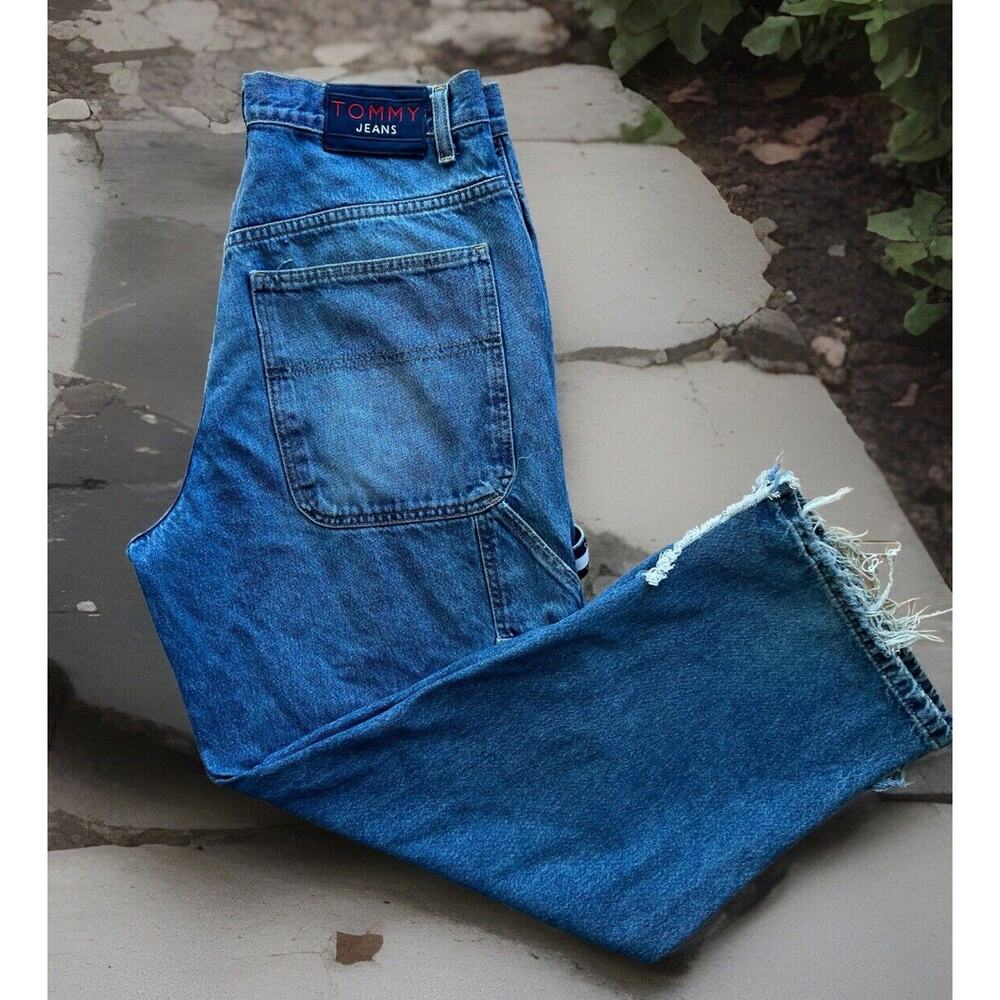 Vintage Tommy Hilfiger Carpenter Jeans 31x28 Blue 90s Baggy Skater Streetwear